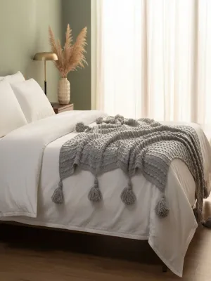 Soft Cotton Plus Acrylic Throw Bedcover | Super Soft & Breathable Throw Blanket for Bed & Sofa | Lightweight Decorative Throw (Grey, 50 x 60 Inches)