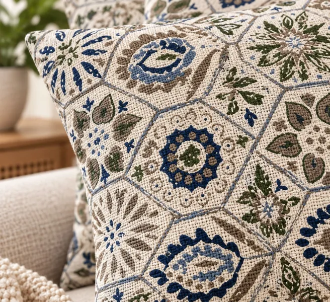 Weave India Multicolour Geometric Floral Printed Cushion Covers – Pack of 2, 18x18 Inches